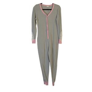 Altar’s State Striped Pink and Gray Onesie Pajamas Size Large
